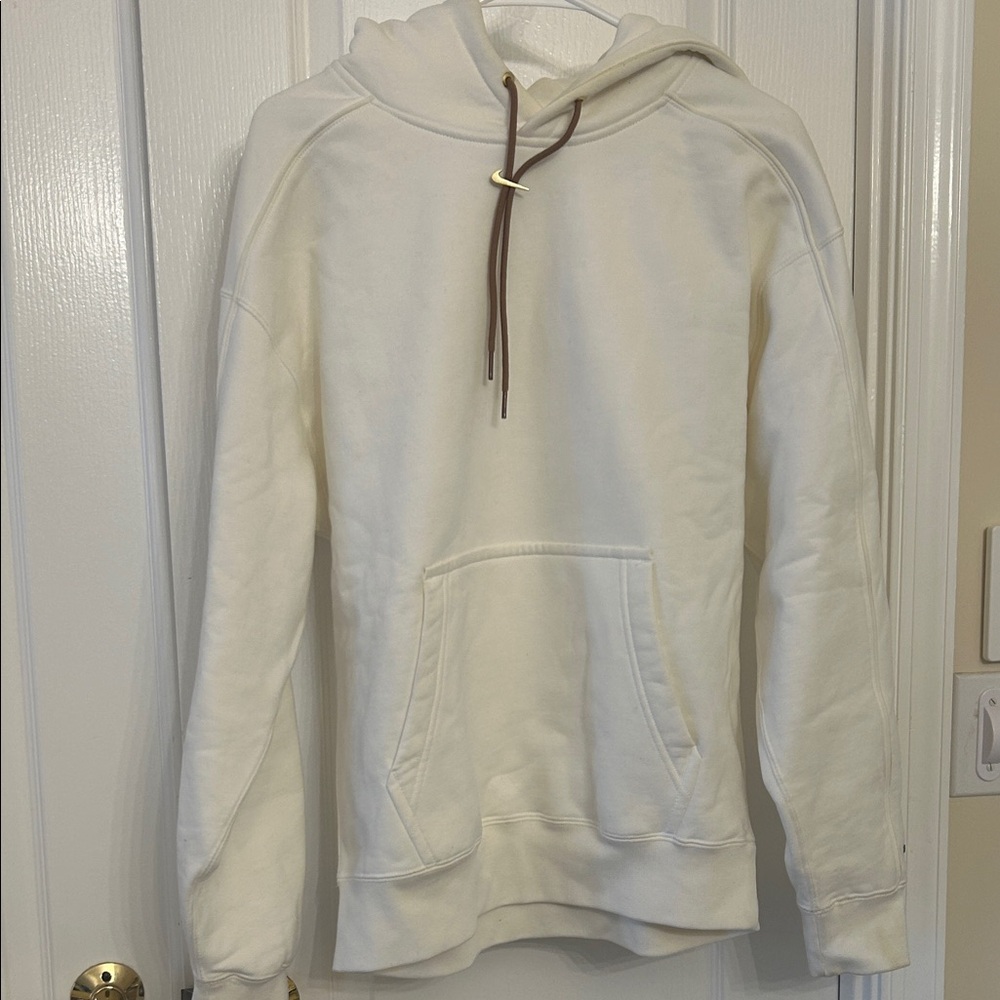 Nike  X Jacquemus collab White Unisex Sweatshirt with Brown drawstring